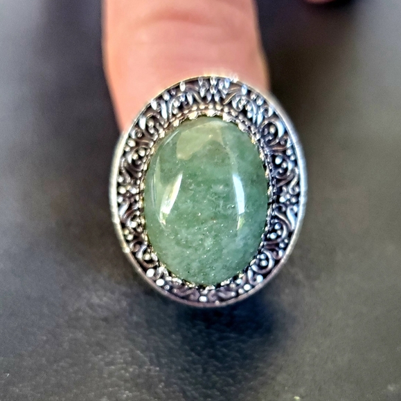 New Amazonite Antique Design 925 Silver Statement Ring. - Picture 13 of 13
